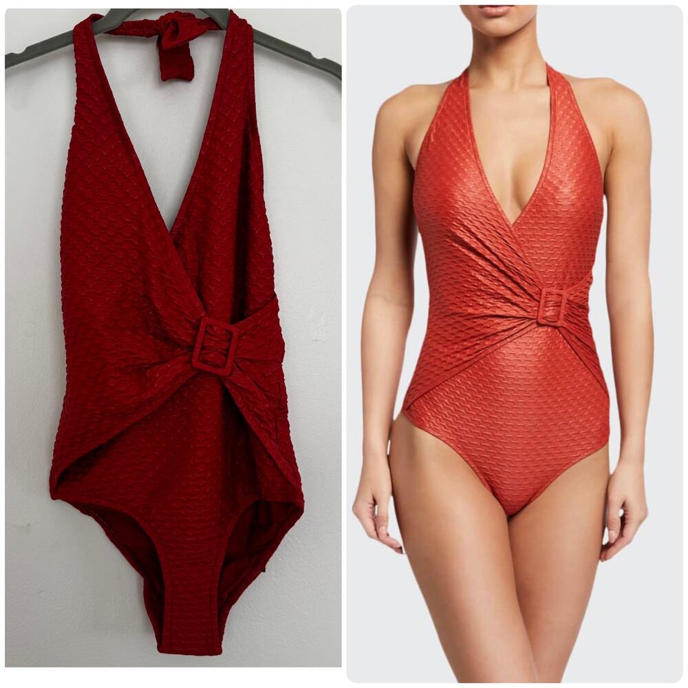 Agua De Coco By Liana Thomaz Textured Halter One-Piece Swimsuit
